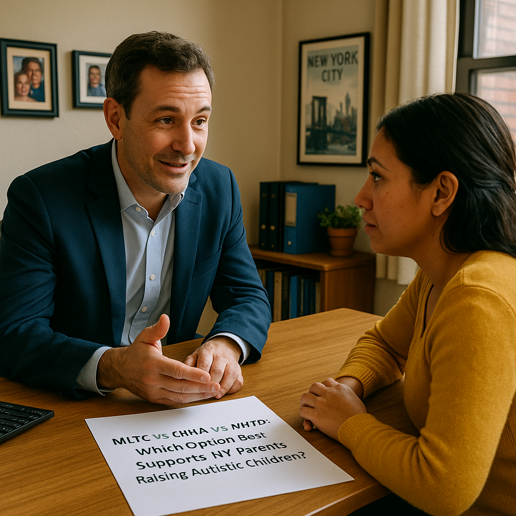 โข MLTC vs CHHA vs NHTD โข Autism support programs NYC โข Medicaid waiver consultation โข Medicaid advisor NYC โข Home care services for autistic child NY ๐ Secondary Keywords โข New York Medicaid options โข Autism care planning NY โข Parent Medicaid consultation NYC โข NHTD waiver for autism โข CHHA services for children ๐ผ๏ธ Alt Text (SEO-Friendly) A Latina mother consults with a Medicaid advisor in a cozy NYC office about MLTC, CHHA, and NHTD options for her autistic child.